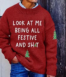 abordables -Pull de Noël moche Homme Graphique Pull Tricots Col Rond Occasionnel Vacances Rue Quotidien Impression 3D Tricot Garder au chaud manche longue Printemps Automne Hiver Rouge Bleu Vert