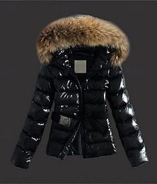 preiswerte -Damen Daunenjacke Freizeitjacke Warm Bequem Reißverschluss Tasche Kunstpelzbesatz Mode Lässig Einfach Straße Lässig Alltagskleidung Ausgehen Reisverschluss Regulär Mit Kapuze Normale Passform Langarm