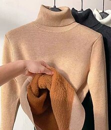 levne -Dámské Termo prádlo Na běžné nošení Pohodlné Čistá barva Domů Denní Dlouhý rukáv Rolák Černá Bílá Žlutá Velbloudí Khaki Jaro Podzim Zima Běžný