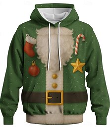 preiswerte -Weihnachten Kapuzensweatshirt Weihnachtsmann Fronttasche Grafik Neuartige Komisch für Paar Herren Damen Erwachsene 3D-Druck  für Weihnachten Karneval Neujahr Party