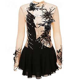 abordables -Robe de Patinage Artistique Femme Fille Patinage Robes Tenue Violet claire Rose clair Violet Spandex Haute élasticité Entraînement Tenue de Patinage Fait à la main Mode manche longue Patinage sur