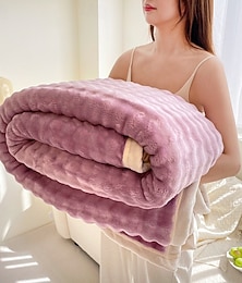 Χαμηλού Κόστους -αφράτη κουβέρτα από fleece κουνελιού, κουβέρτα για όλες τις εποχές, παχιά βελούδινη κουβέρτα από βελούδο γάλακτος, απαλό ζεστό σάλι για υπνάκο γραφείου, άνετη κουβέρτα καναπέ