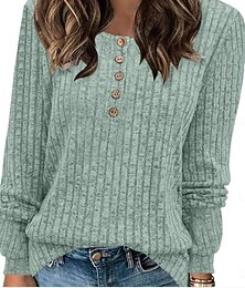 olcso -Női Blúz Tömör szín Stílusos Alkalmi Hosszú ujj Terített nyak Normál felsők Napi Gombok Fekete Sárga Világoszöld Rubin Medence Tavasz Ősz Tél