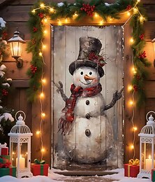 olcso -Karácsony Plakátok Ajtófedél Kültéri bannerek Hóember aranyos stílus 3D Buli Kollégium Tizenéves szoba Guys Man Cave Frat hálószoba Felvételi hátterek Bejárati ajtó Lakberendezés