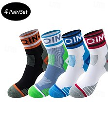 halpa -Miesten 4 Parit Monipakkaus Sukat Juoksusukat Vapaa-ajan sukat Musta Rubiini Väri Väripalikka Kirjaimet Loma Urheilu ja ulkoilu Päivittäin Perus Keskipaksu Kevät Syksy Muoti Vapaa-aika