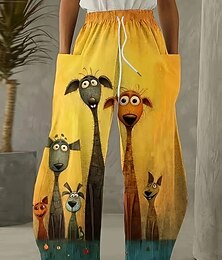 economico -Per donna Gamba larga Chinos Pantaloni Vacanza Moda Casual Lunghezza intera Vita AltaPantsHalloween Gatto Tasca Fascia Elastica Stampa Comodo Morbido Confortevole Elasticizzato All'aperto Streetwear