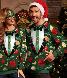 preiswerte -Weihnachten Sweatshirts mit Rundhalsausschnitt Santa Anzüge Grafik Neuartige Komisch für Paar Herren Damen Erwachsene 3D-Druck  für Weihnachten Karneval Neujahr Leistung