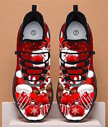 baratos -Tênis masculinos com enfeites de Natal – design ousado com detalhes em vermelho e verde, perfeitos para festas de Natal e confraternizações de fim de ano