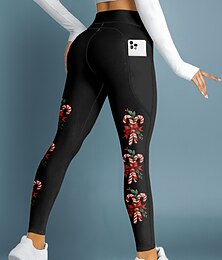 levne -Vánoce Dámské legíny na pilates Fitness kalhoty Legíny na cvičení Kapsy Kolkovné Boční kapsy Pilates Tělocvična Cvičení v tělocvičně Kalhoty Cyklistické kalhoty Legíny Černá Sportovní Sportovní oděvy