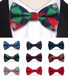 baratos -Gravatas borboleta natalinas masculinas – confeccionadas em poliéster festivo, com estampas de Papai Noel, árvore de Natal e bengala doce para festas de fim de ano e ocasiões especiais.