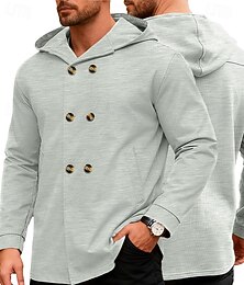 preiswerte -Herren Trenchcoat Kapuzenjacke Formell Heim Windjacke Tasche Frühling Herbst Einfarbig Aktiv Vintage Hemdkragen Regulär Schwarz Rote Blau Grün Khaki Jacken