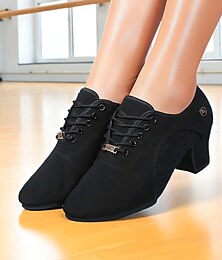 economico -Scarpe da ballo professionali da donna con lacci neri, tacchi da allenamento per balli latini in rete traspirante, allenamento comodo &scarpe da performance per donna