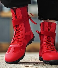 Недорогие -Мужские красные высокие ботинки — смелый спортивный дизайн, удобная посадка, идеально подходят для активного отдыха, походов и уличного стиля.
