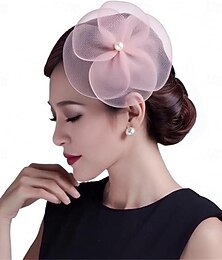olcso -Lenyűgözők Tüll Gyöngy Fedora kalap Esküvő Zsúr Lóverseny koktél Elegáns Szüret Val vel Hamisgyöngy Sisak Fejfedők