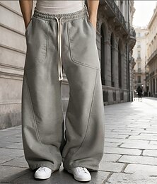 olcso -Férfi Bő melegítőnadrág Melegítőnadrágok Nadrág Zsinór Zseb Rugalmas derék Sima Mokaszinok Szabadtéri sport Napi Divat Alkalmi Fekete Szürke Mikroelasztikus