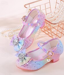 preiswerte -Glitzernde Regenbogen-Ballerinas für Mädchen mit Schleife und Perlen-Knöchelriemen – süße Prinzessinnenschuhe
