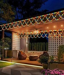 Недорогие -Светодиодные гирлянды для карнизов на солнечных батареях, 4 м, 138 светодиодов, водонепроницаемые, с питанием от USB или батареек, для украшения дома, свадьбы, праздника, сада, балкона, забора,