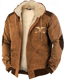 economico -Per uomo Felpa con cappuccio Felpa con cappuccio a zip intera Felpa con cappuccio in pile Sherpa Blu Marrone Verde Cachi Con Cappuccio Blocco di colori Mucca Coulisse Con zip Patchwork Sport