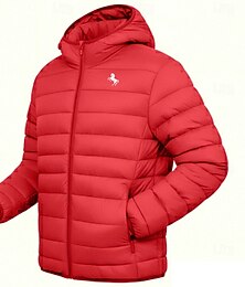 economico -Per uomo Grafico Cavallo Cappotto Invernale Giacca Piumino Giacca imbottita Calore Termico Impermeabile alla pioggia Leggero Casual All'aperto Quotidiano Giacca imbottita trapuntata con cappuccio
