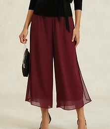 abordables -Mujer Fresco Vacaciones Clásico Medio corto Media cintura Cintura elástica Elegante Moda Elástico Oficina Formal Uso Diario Vino Verano Primavera Otoño