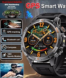 abordables -Montre connectée GPS 2025, écran 1,46 IPS, boussole, lampe de poche, appels Bluetooth, batterie 580 mAh, étanche, tracker d'activité physique, montre connectée de sport