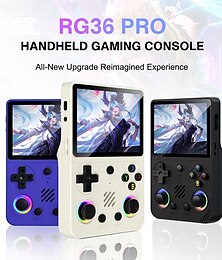 billiga -rg36 pro handhållen spelkonsol retro spelkonsol stor kapacitet batteri USB-laddning utrustad med 64 GB TF-kort HD-skärm nostalgisk design