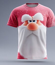 Недорогие -Новогодняя тематика Муж. Дед Мороз Футболка С короткими рукавами Футболка 3D печать Вырез под горло Рубашка Повседневные Оригинальный рисунок Художественный Отпуск Для вечеринок Для улицы