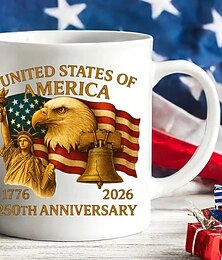 halpa -Yhdysvaltojen 250-vuotisjuhlamuki joululahja muki isänmaallinen lippis 11oz keraaminen kahvimuki kalju kotka isänmaallinen retro Amerikan lippu muki miehille ja naisille itsenäisyyspäivän lahja