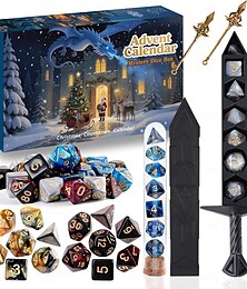 abordables -Calendario de adviento navideño 2025, juego de dados misteriosos D&D, calendario de adviento de vacaciones de 24 días, sorpresa d &Regalos d, adecuados para juegos de rol de mazmorras y dragones, mtg,