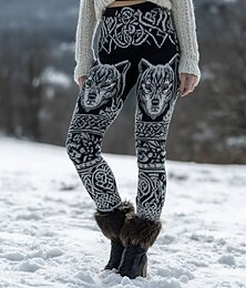 levne -Dámské Legíny prázdniny Vinobraní Etnický styl Plná délka Vysoký pas Grafika Zvíře Abstraktní 3D tisk Rychleschnoucí Prodyšnost Yumuşak Elastické Formální Venkovní Dovolená Černá Růžová Tmavě šedá
