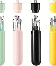 economico -Set di 6 strumenti per la rimozione del cerume in acciaio inossidabile, cucchiaio rotante a spirale per la pulizia delle orecchie e la raccolta del cerume.