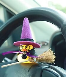 baratos -2 peças chapéu de mago pato enfeite de painel de carro com cabo de vassoura colar mágico óculos divertidos &presente temático assustador para decoração de carro, perfeito para fãs &acessório de carro