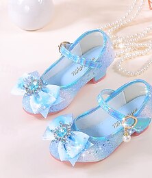 preiswerte -Glitzernde Mary-Jane-Schuhe für Mädchen mit Schleife und Kristallverzierungen – verstellbarer Riemen, in Rosa und Blau erhältlich