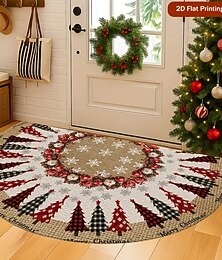 preiswerte -Weihnachts- Fußmatte halbrund Feiertags Willkommen Eingangs-Teppich schmutzabweisend weich rutschfest Fußmatte maschinenwaschbar Hausveranda Schlafzimmer festliche Innen- und Außenraummatte