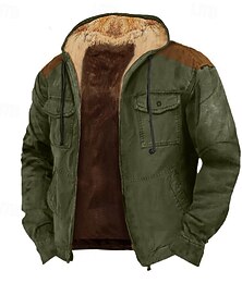 economico -Per uomo Felpa con cappuccio Felpa con cappuccio a zip intera Felpa con cappuccio in pile Verde militare Marrone Con Cappuccio Semplice Con zip Tasca Sport & Outdoor Quotidiano Ferie Poliestere