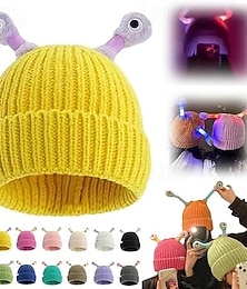 levne -Roztomilá a vtipná pletená čepice, kreslená svítící malá příšerka, pletená čepice s očima, zatahovací čepice s chapadly