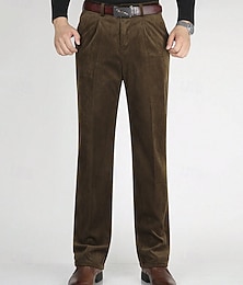 Недорогие -Муж. Штаны Костюм Вельветовые брюки Чино Карман Пуговицы Полотняное плетение Комфорт Официальные Для вечеринок Офис Мода Классический Черный Кофейный Слабоэластичная