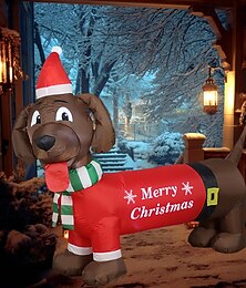 billiga -Uppblåsbar hunddekoration för jul med inbyggda LED-lampor julkorvhund uppblåsbar inomhus utomhus trädgård gård gräsmatta fest veranda dekoration längd 1.5M höjd 1.2M