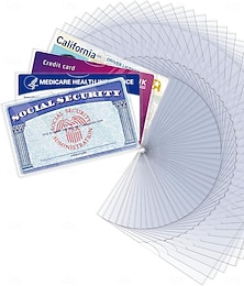 abordables -Lot de 50 pochettes de protection ultra transparentes pour cartes de sécurité sociale &Porte-cartes de sécurité sociale/nouvelle carte Medicare/carte de crédit, résistant à l'eau et durable (31 mil),