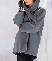 preiswerte -Damen Mantel Warm Bequem Oversize Knöpfe Lässig Einfach Urlaub Straße Lässig Alltagskleidung Regulär Umlegekragen Lässiger Schnitt Langarm Oberbekleidung Schwarz Weiß Rote Herbst Winter