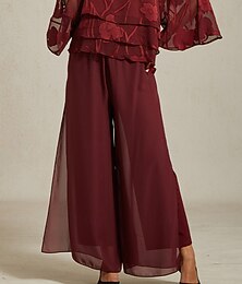 economico -Per donna Culotte Gamba Larga Pantaloni a gamba dritta Elegante Stile Classico Casual Lunghezza intera Vita media Tinta unica Elastico in vita Elasticizzato Matrimonio Vacanza Feste Vinaccia