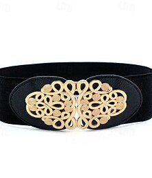 billige -Dame Belte PU Svart Gull Midjebelte Gate Helg Ren farge