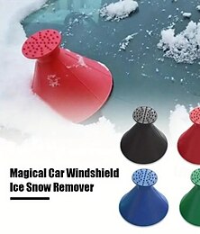 olcso -4 darabos hókaparó készlet autó szélvédőre – varázslatos jéglapát, kerek műanyag hólapát autóhoz, hóeltakarító eszköz, téli járműkiegészítők