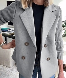 preiswerte -Damen Freizeitjacke Bequem Atmungsaktiv Tasche Knöpfe Mode OL-Stil Lässig Einfach Urlaub Straße Lässig Alltagskleidung Doppelreihig Kurz Gekerbtes Revers Normale Passform Langarm Oberbekleidung