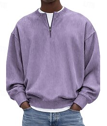 abordables -Homme Sweat-shirt Sweat-shirt quart de fermeture éclair Noir Blanche Vert Claire bleu marine Bleu Demi-zip Uni Quart de zip Sport & Loisir Quotidien Fête Velours côtelé Polyester Streetwear Basique