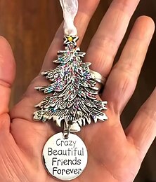 levne -Vánoční ozdoba na stromeček ze slitiny, závěsná dekorace ve tvaru vánočního stromečku, bláznivě krásní přátelé navždy, dárek pro nejlepší přátele, přátelství, památka na památku