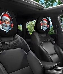 economico -Copri poggiatesta per auto a tema Babbo Natale, 2 pezzi, non imbottiti, facili da installare, resistenti e confortevoli, per auto, camion, SUV, regalo perfetto per le feste.