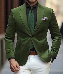 preiswerte -Herren-Blazer aus Samt mit Reverskragen, modisch, partytauglich, leger, einfarbig, gelb, rot, lila, taillierte Passform, einreihig, zwei Knöpfe