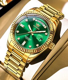 preiswerte -OLEVS Herren Mechanische Uhr Luxus Mode Strass Geschäfts Leuchtender Kalender Wasserdichte Edelstahlarmband Uhr