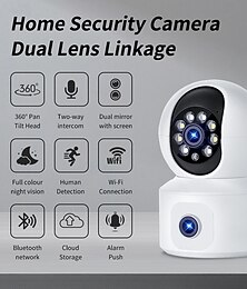 economico -Telecamera di sicurezza intelligente a doppia lente a 360°, telecamera HD 2K, supporto Wi-Fi dual band 2.4G/5G, visione notturna a colori, rilevamento del movimento per il monitoraggio di neonati e